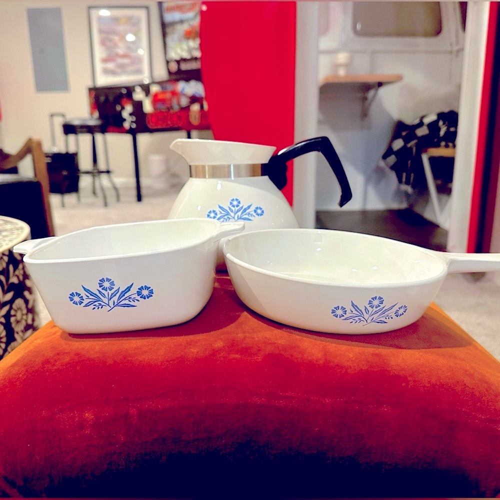 Vintage Corningware Blue Cornflower Set